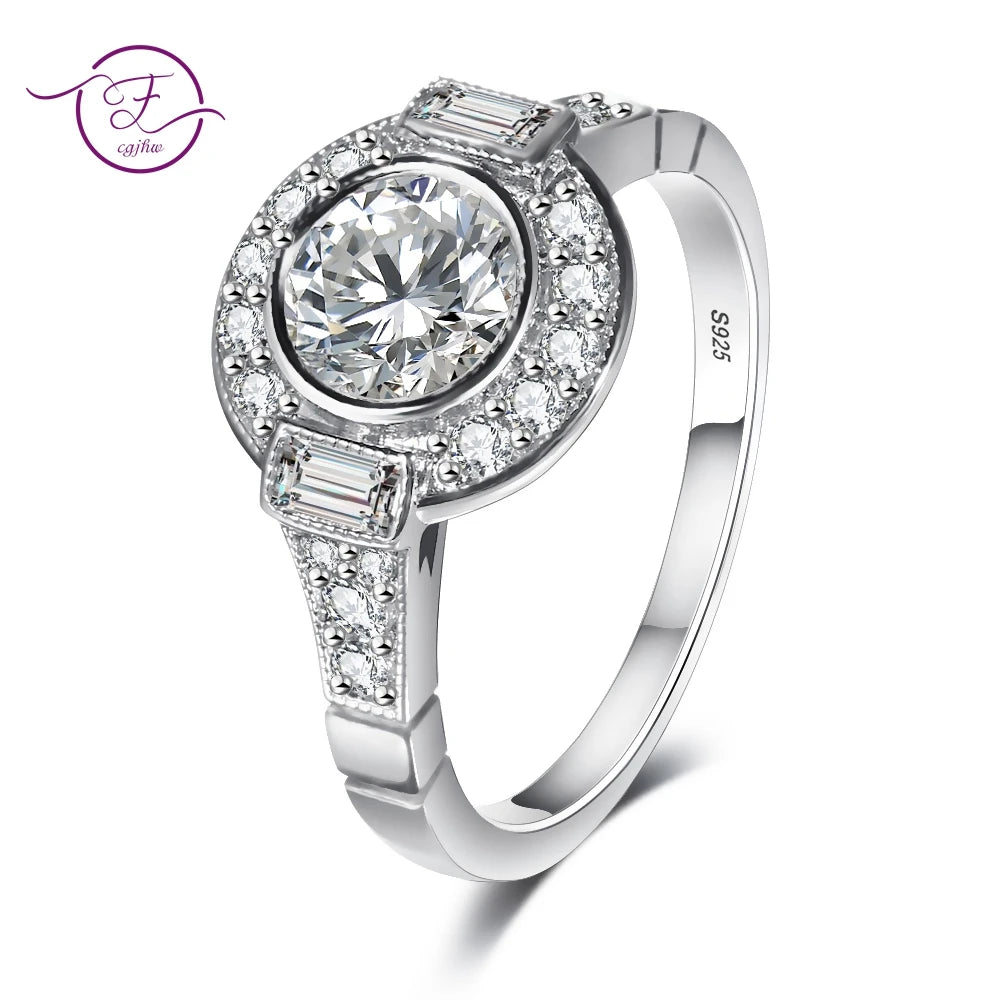Round Exquisite Romantic Wedding Rings For Women Lovers Simple S925 Silver Fashion Jewelry With Cubic Zirconia Stones