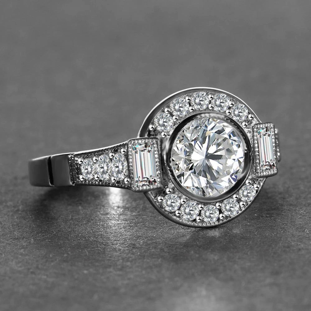 Round Exquisite Romantic Wedding Rings For Women Lovers Simple S925 Silver Fashion Jewelry With Cubic Zirconia Stones