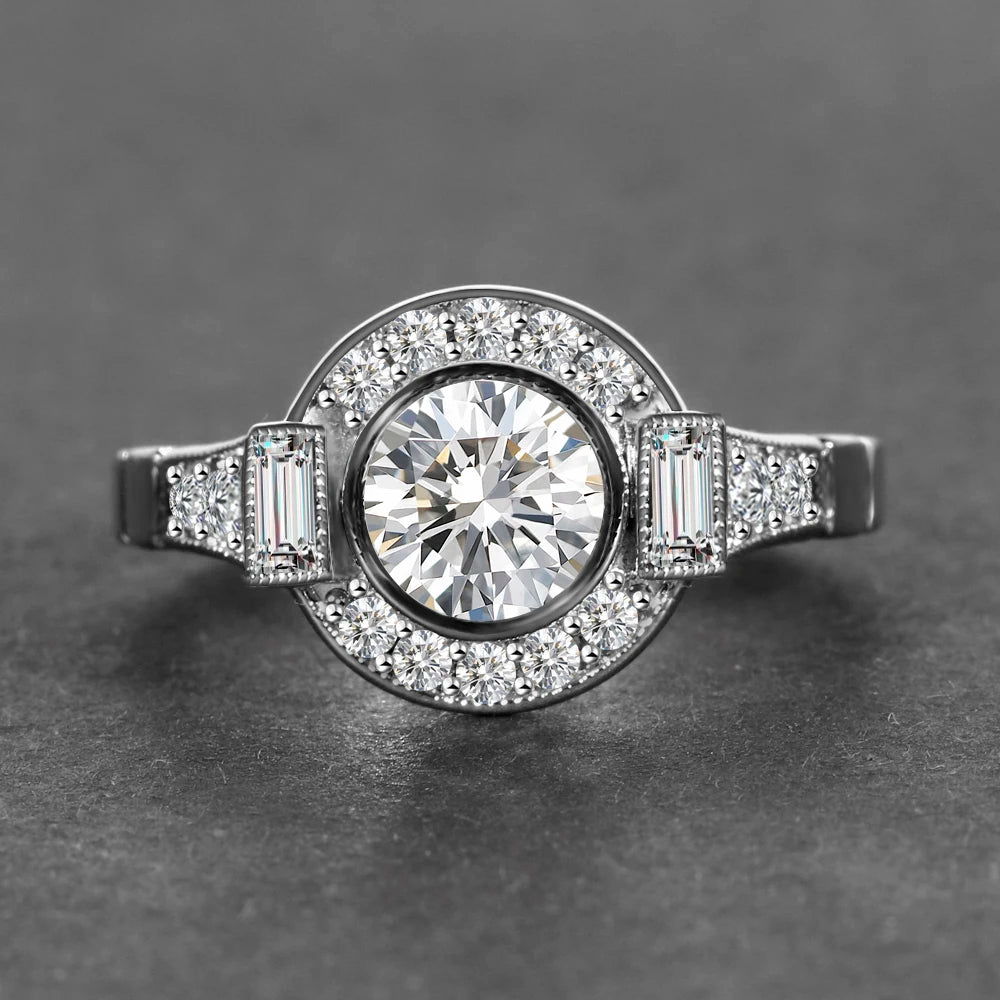 Round Exquisite Romantic Wedding Rings For Women Lovers Simple S925 Silver Fashion Jewelry With Cubic Zirconia Stones