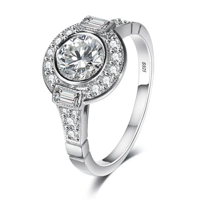 Round Exquisite Romantic Wedding Rings For Women Lovers Simple S925 Silver Fashion Jewelry With Cubic Zirconia Stones