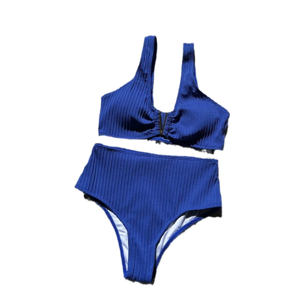 RIBBING V WIRE BIKINI BEACHWEAR