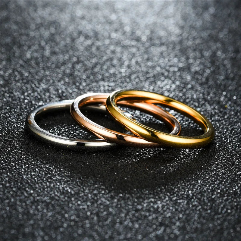 2024 New 1mm Simple Stainless Steel Circle Rings for Women Fashion Super Fine Girls Engagement Ring Jewelry Accessories Gifts