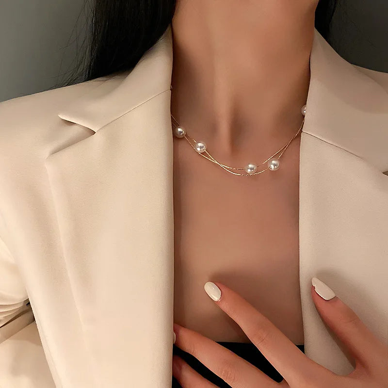 Pearl Necklaces Female Chain Choker Necklace for Women Jewelry Korean Fashion Neck Necklace 2022 Trend Girls Accessories