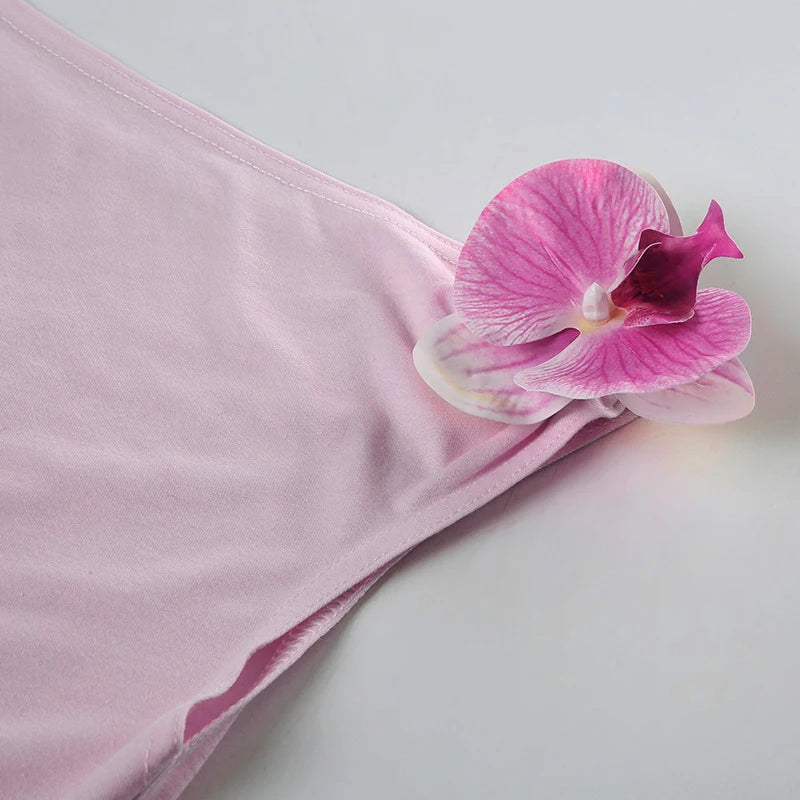 LAMUSA 2000s 3D FLOWER TANK TOP