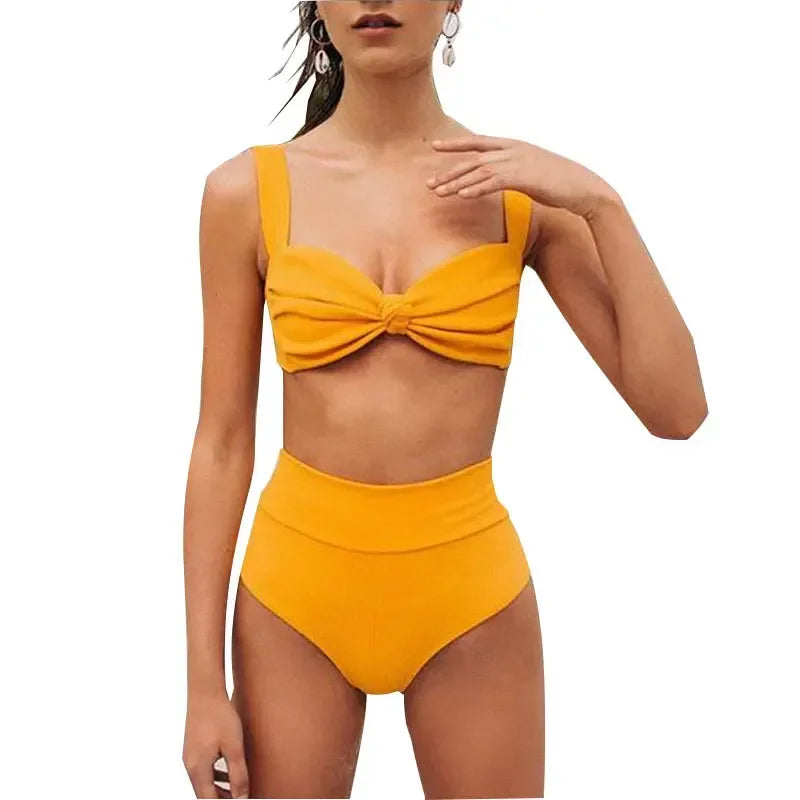 HIGH WAISTED YELLOW BRAZILIAN BIKINI