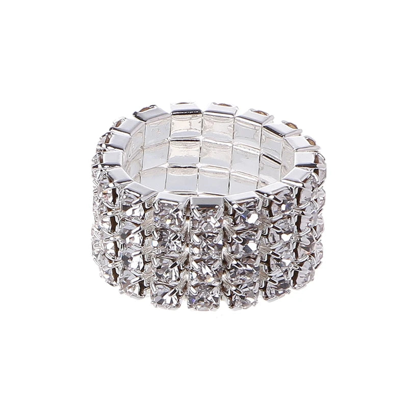 Elastic Ring Fashionable Stretch Crystal Inlaid Finger Rings Unique Engagement Wedding Promise Ring Jewelry Gift