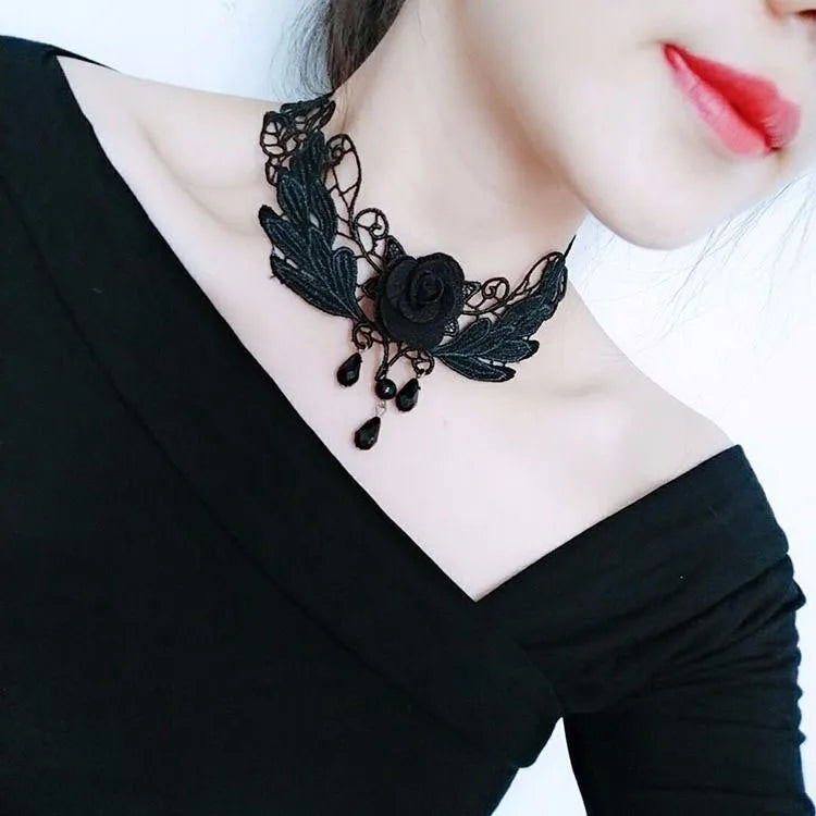 Girl Black Lace Choker Necklace For Women Grunge Neck Chain Collarbone Necklaces Punk Lolita Gothic jewelry For Girls Vintage
