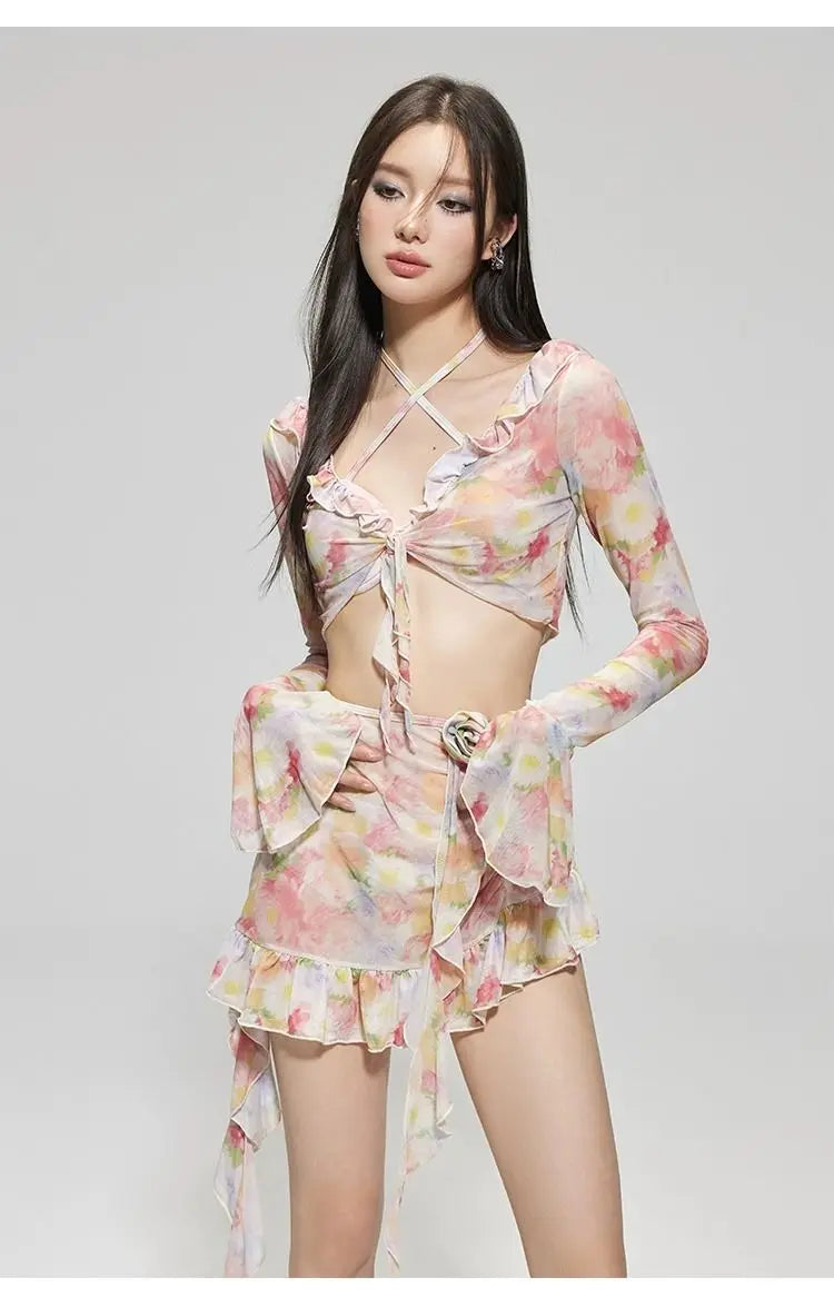 GIRLISH FLORAL SWEET PRINTED SWIMWEAR