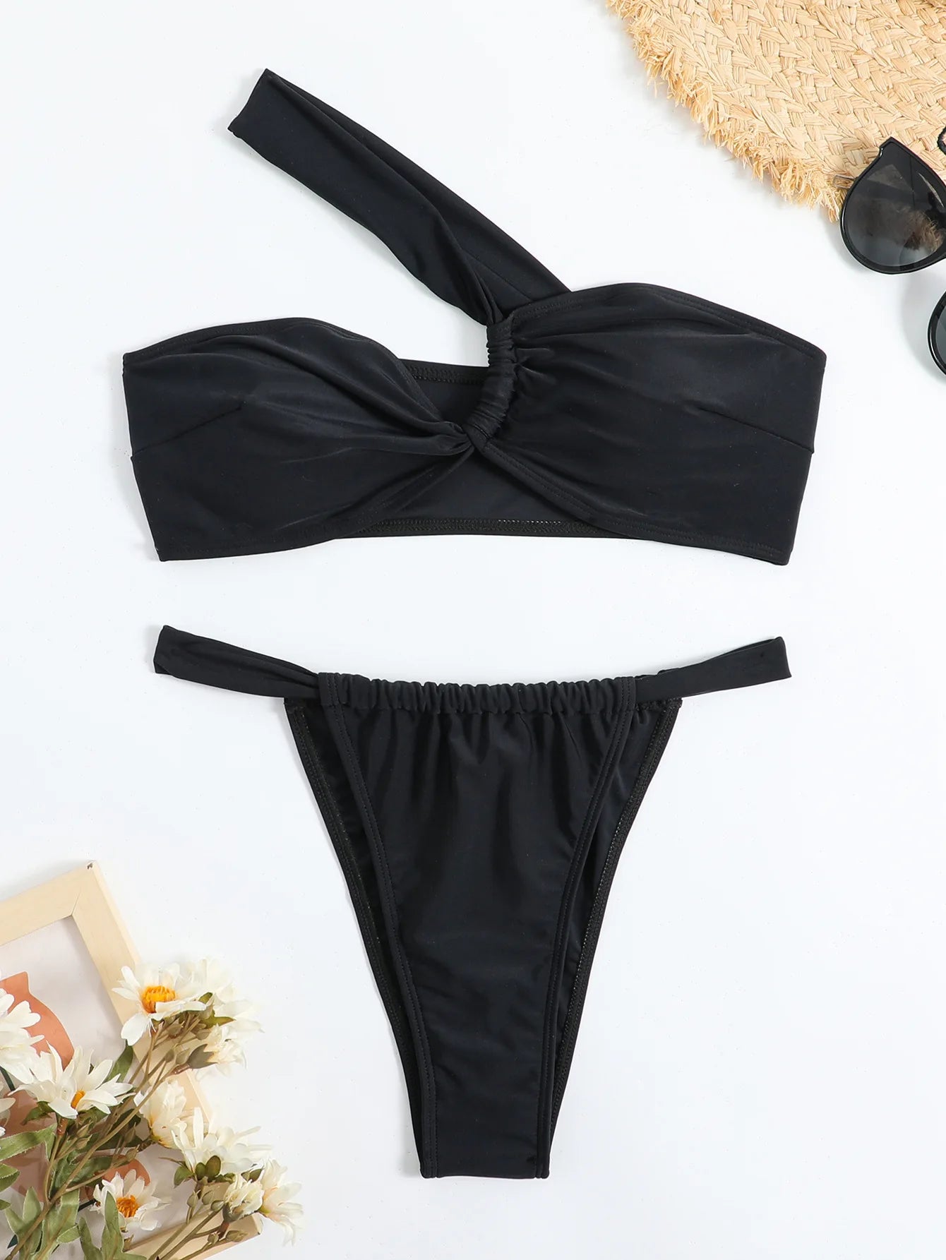 ONE SHOULDER TWO PIECE SWIMWEAR