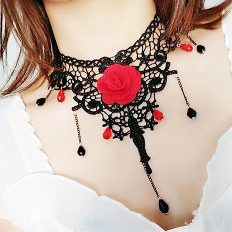 Girl Black Lace Choker Necklace For Women Grunge Neck Chain Collarbone Necklaces Punk Lolita Gothic jewelry For Girls Vintage