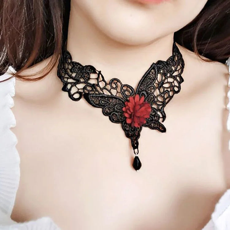 Girl Black Lace Choker Necklace For Women Grunge Neck Chain Collarbone Necklaces Punk Lolita Gothic jewelry For Girls Vintage