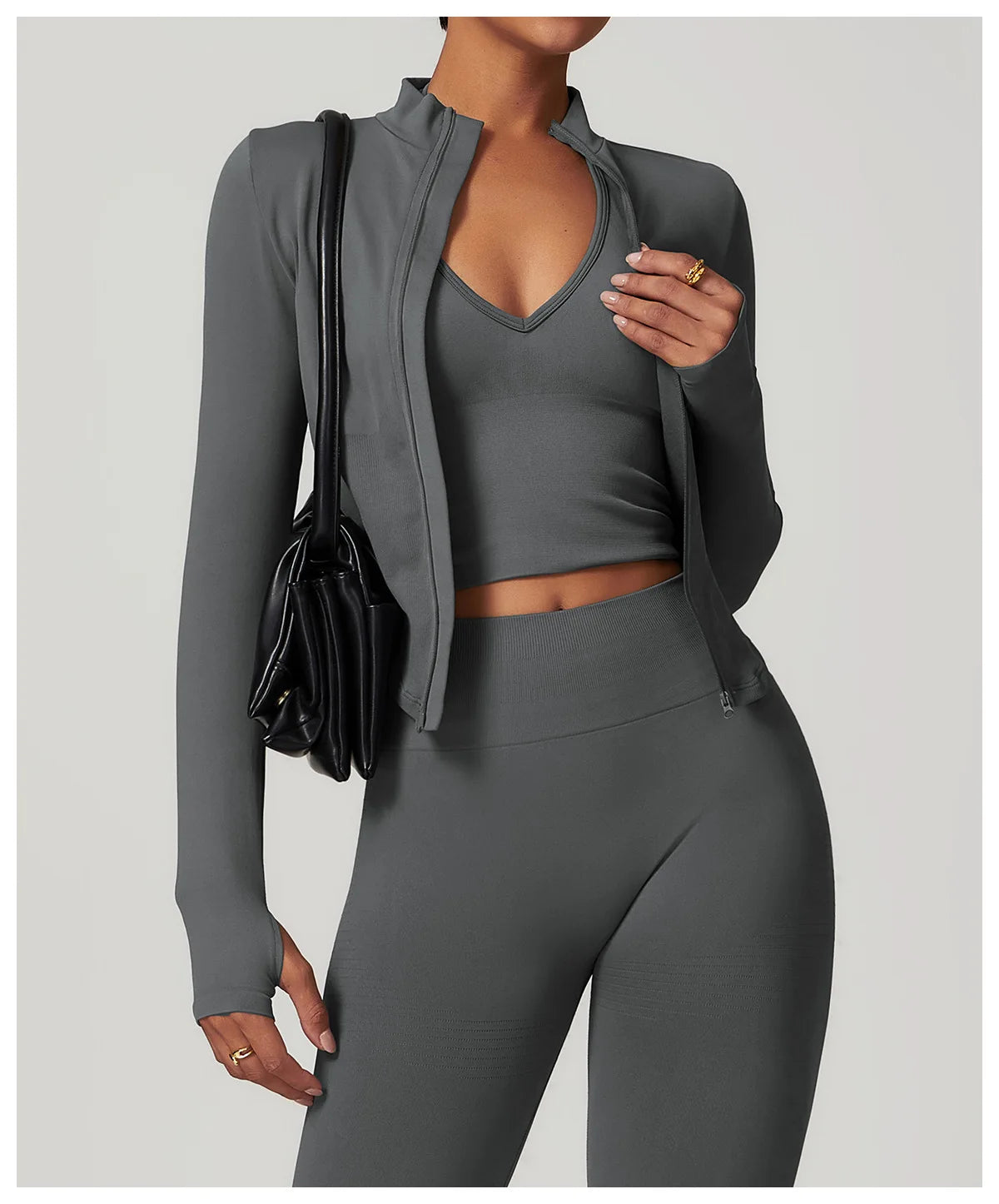 STANDING COLLAR LONG SLEEVED WORKOUT ACTIVE WEARS