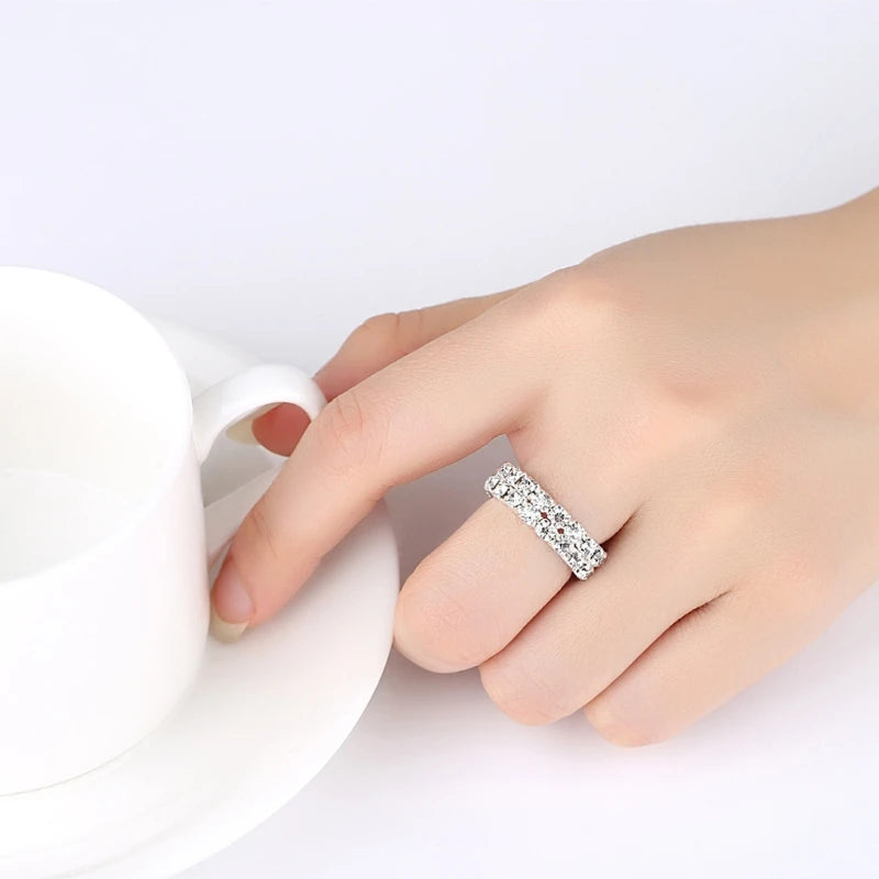 Elastic Ring Fashionable Stretch Crystal Inlaid Finger Rings Unique Engagement Wedding Promise Ring Jewelry Gift