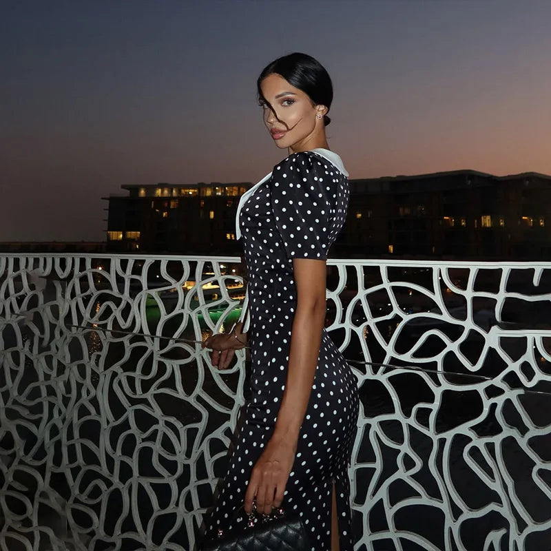 DOT PRINTED LONG DRESS