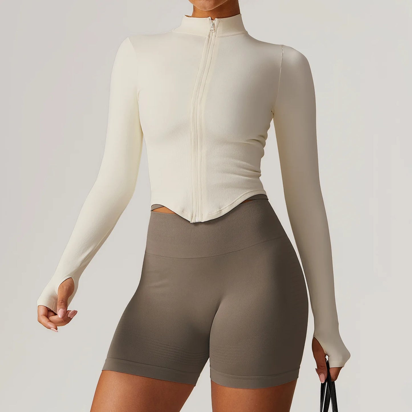 STANDING COLLAR LONG SLEEVED WORKOUT ACTIVE WEARS