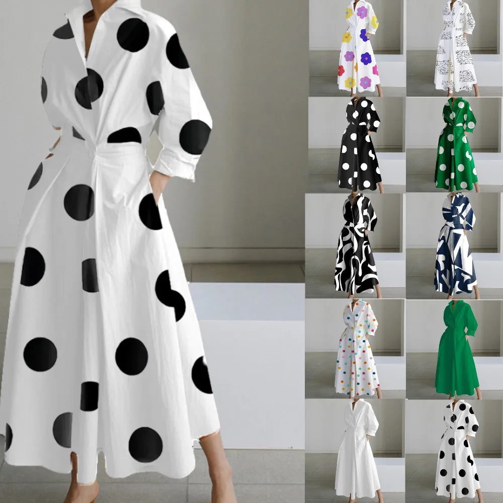 POLKA DOT LOOSE BUTTON UP DRESS