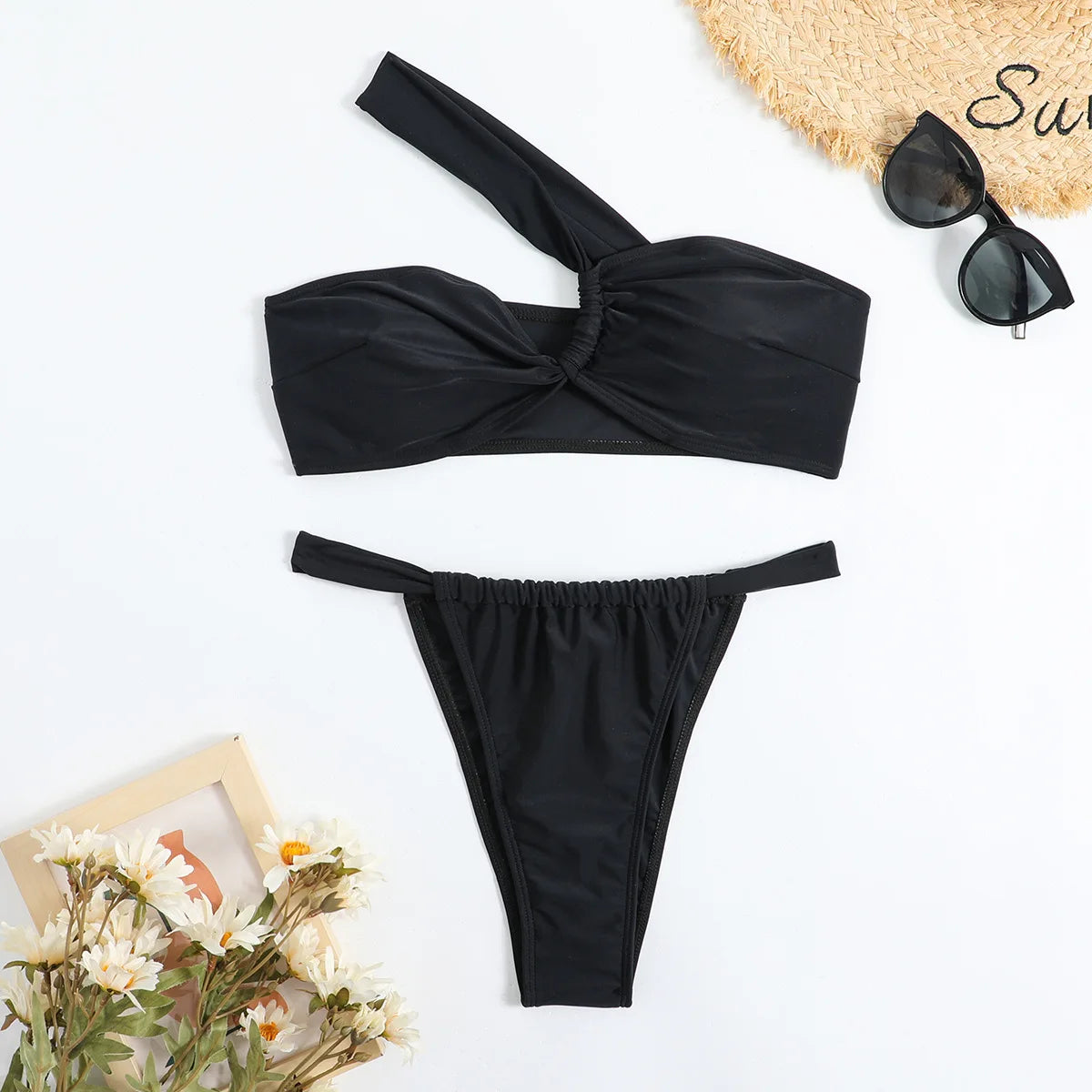 ONE SHOULDER TWO PIECE SWIMWEAR