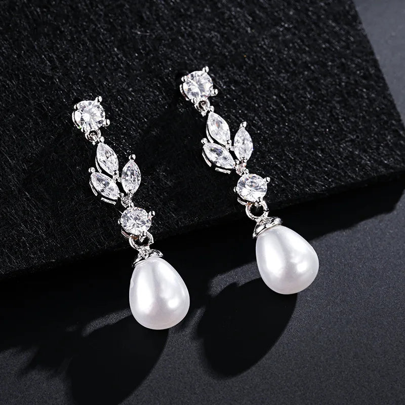 Business Gorgeous Imitation Pearl Ear studs Sweet Romantic Style Earrings Banquet Anniversary Earrings Female