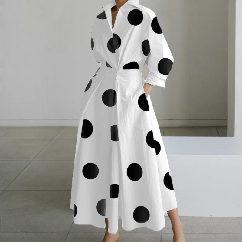 POLKA DOT LOOSE BUTTON UP DRESS