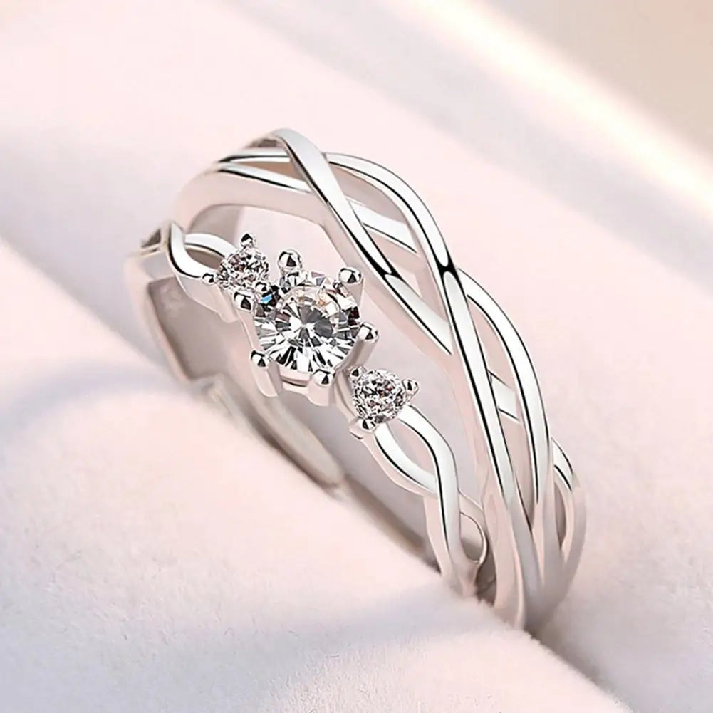 Fashion Silver Color Couple Rings Korean Simple Personality Romantic Pair Rings For Men And Women Adjustable Opening Gift