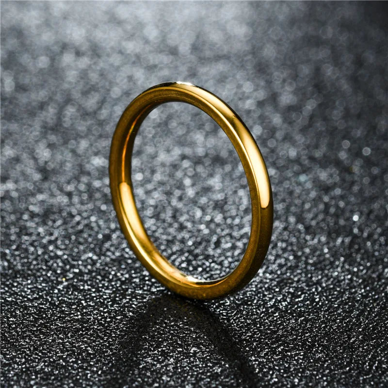 2024 New 1mm Simple Stainless Steel Circle Rings for Women Fashion Super Fine Girls Engagement Ring Jewelry Accessories Gifts