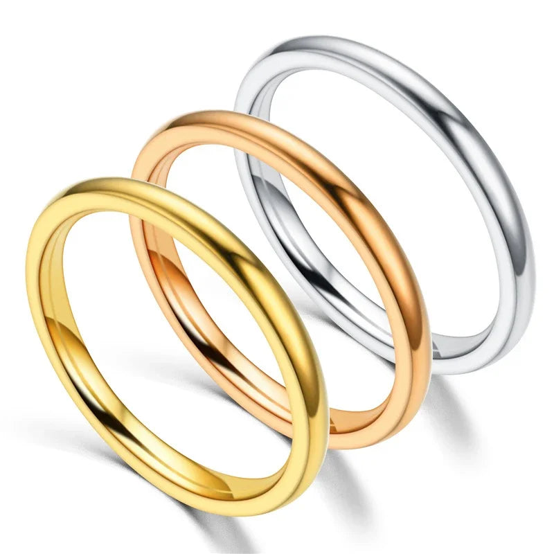 2024 New 1mm Simple Stainless Steel Circle Rings for Women Fashion Super Fine Girls Engagement Ring Jewelry Accessories Gifts