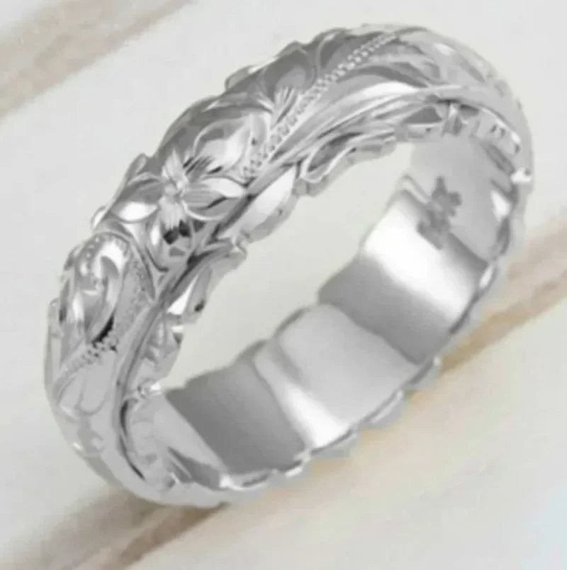 Delysia King Women Carving Rose Ring Anniversary Gift Trendy Aristocats Versatile Jewellery
