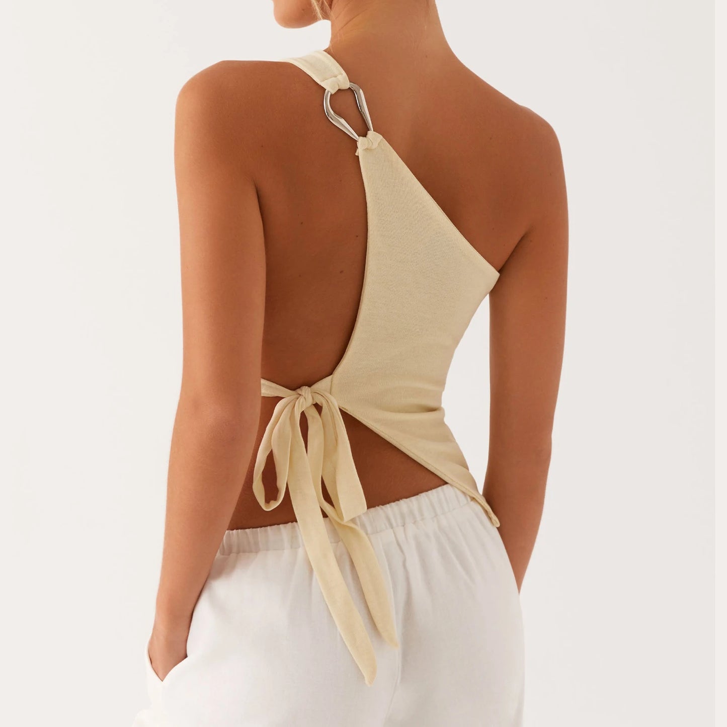 STYLISH SIDE TIE DESIGN BANDAGE TANK TOP