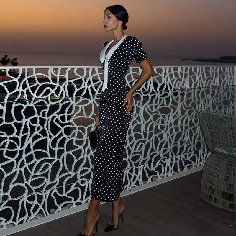 DOT PRINTED LONG DRESS