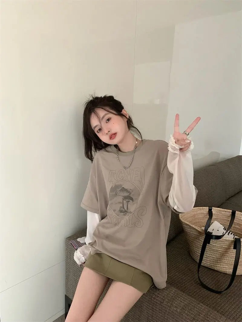 PRINT GRAY GRAPHIC LOOSE CLASSY BOTTOM