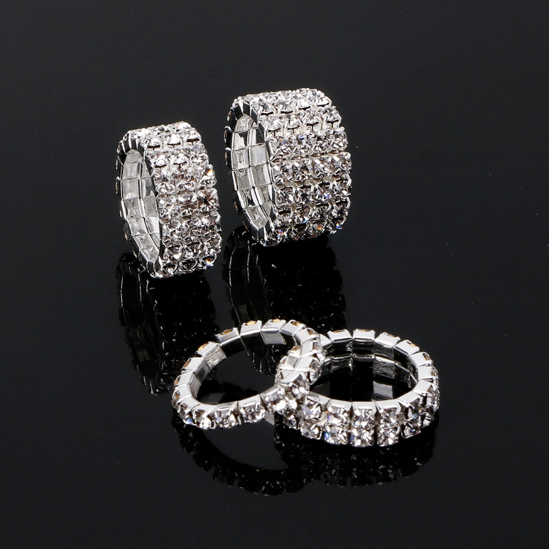 Elastic Ring Fashionable Stretch Crystal Inlaid Finger Rings Unique Engagement Wedding Promise Ring Jewelry Gift
