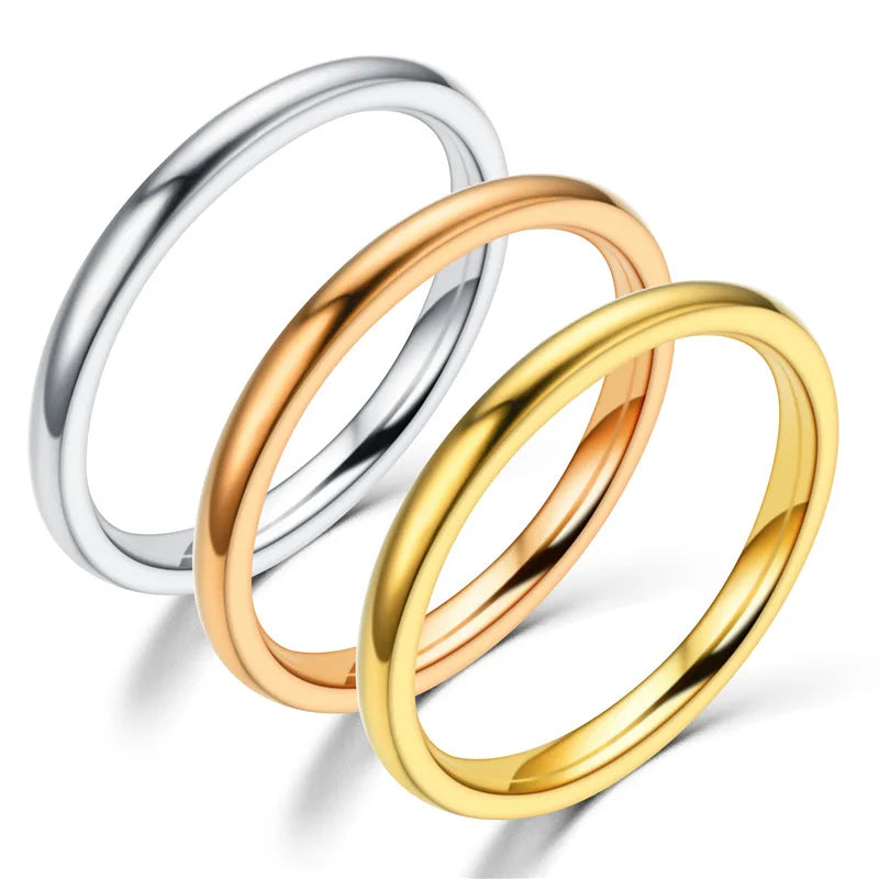 2024 New 1mm Simple Stainless Steel Circle Rings for Women Fashion Super Fine Girls Engagement Ring Jewelry Accessories Gifts