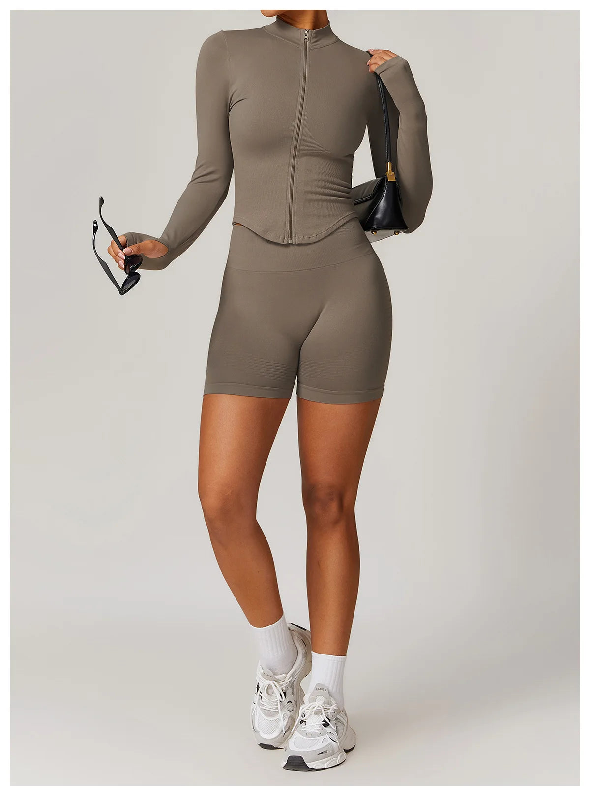 STANDING COLLAR LONG SLEEVED WORKOUT ACTIVE WEARS