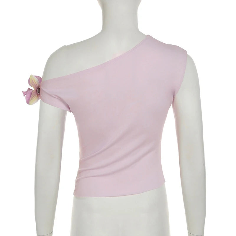 LAMUSA 2000s 3D FLOWER TANK TOP