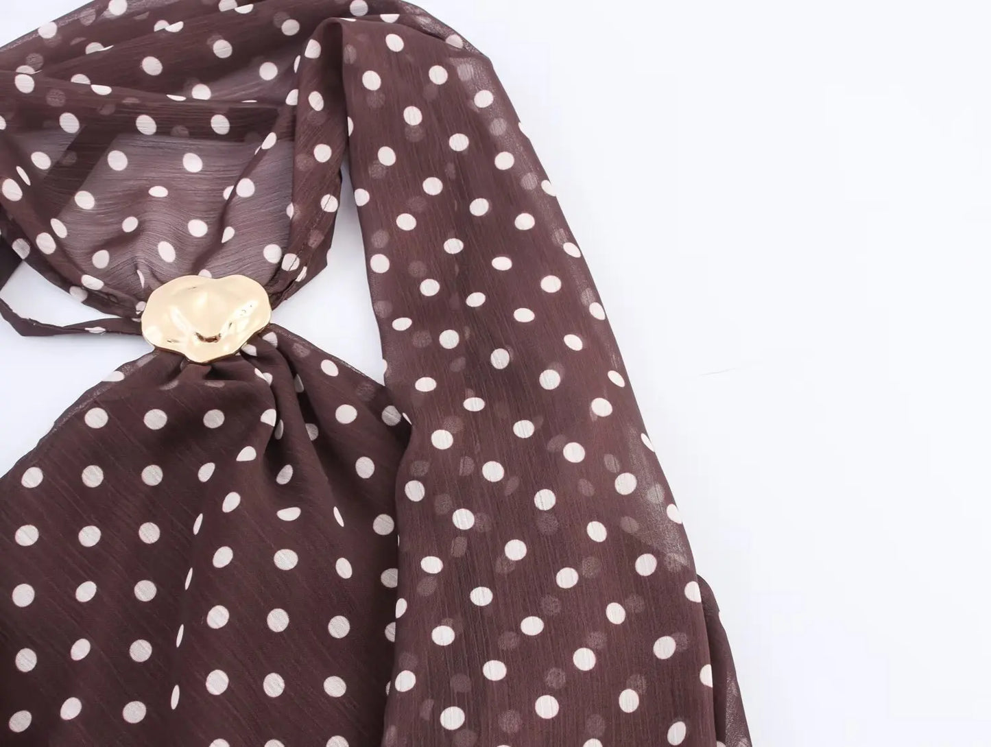 DOT PRINTED SCARF METAL BUCKLE BACKLESS BOTTOM