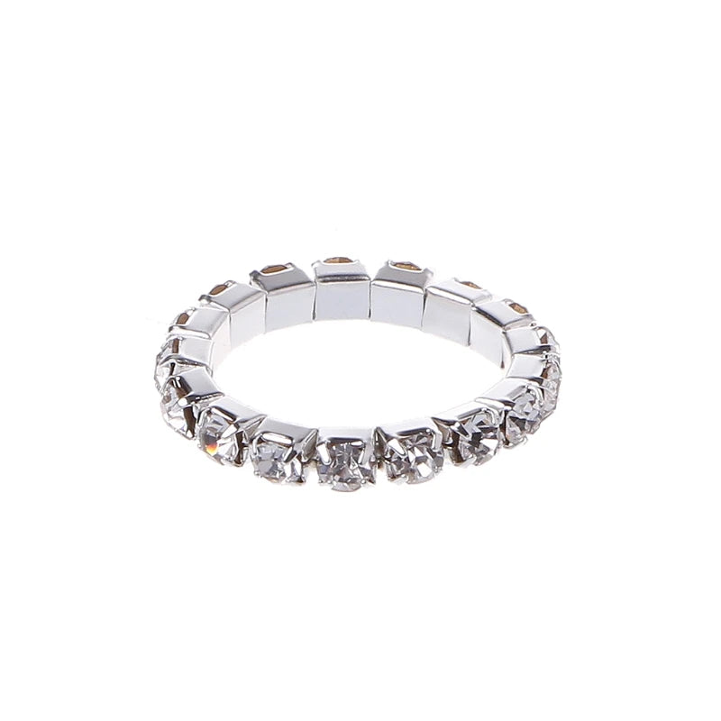 Elastic Ring Fashionable Stretch Crystal Inlaid Finger Rings Unique Engagement Wedding Promise Ring Jewelry Gift