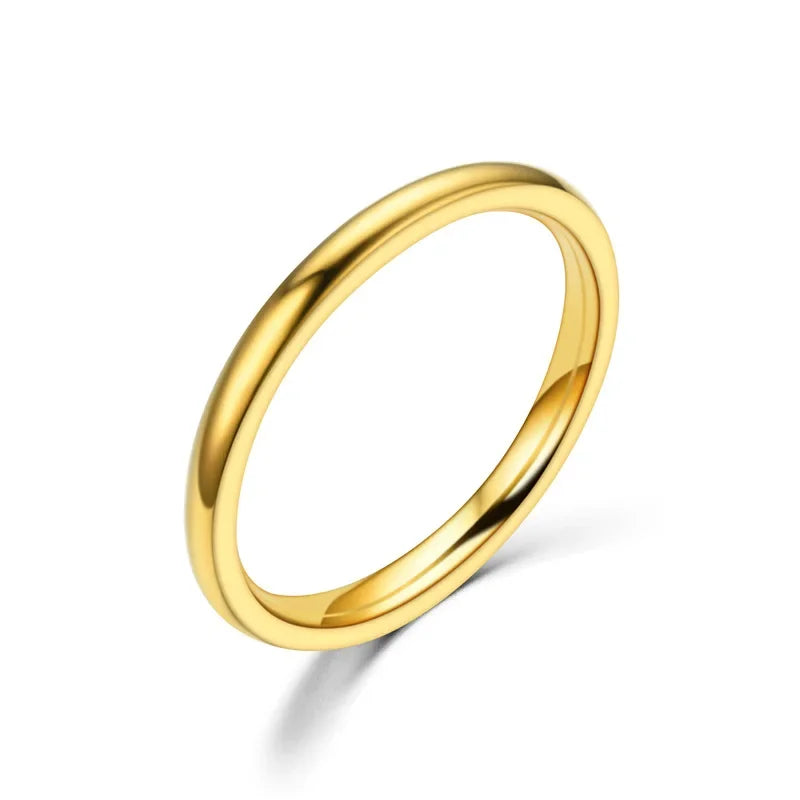 2024 New 1mm Simple Stainless Steel Circle Rings for Women Fashion Super Fine Girls Engagement Ring Jewelry Accessories Gifts