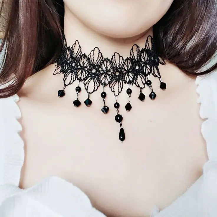 Girl Black Lace Choker Necklace For Women Grunge Neck Chain Collarbone Necklaces Punk Lolita Gothic jewelry For Girls Vintage