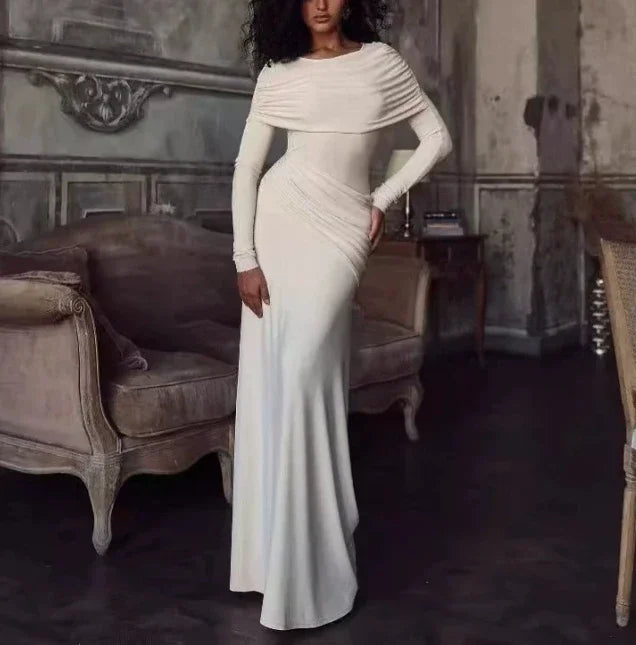 CINCHING ROUND LONG DRESS