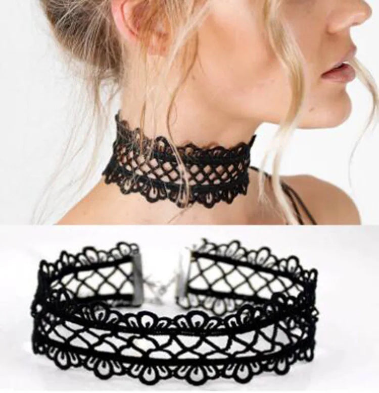 Girl Black Lace Choker Necklace For Women Grunge Neck Chain Collarbone Necklaces Punk Lolita Gothic jewelry For Girls Vintage