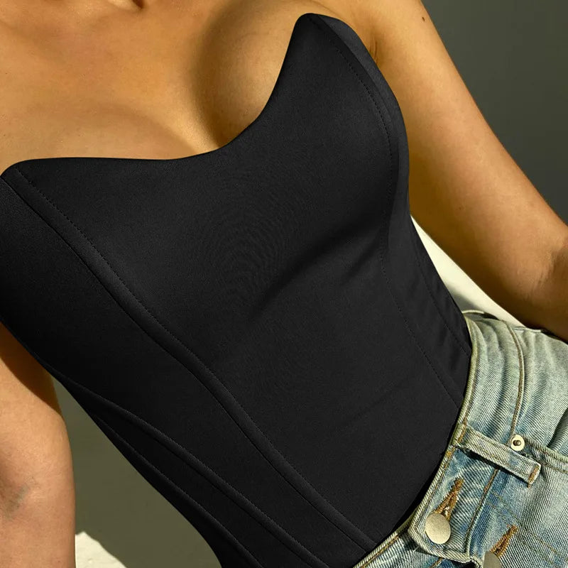 SKINNY CORSET CROPPED ELEGANT TANK TOP