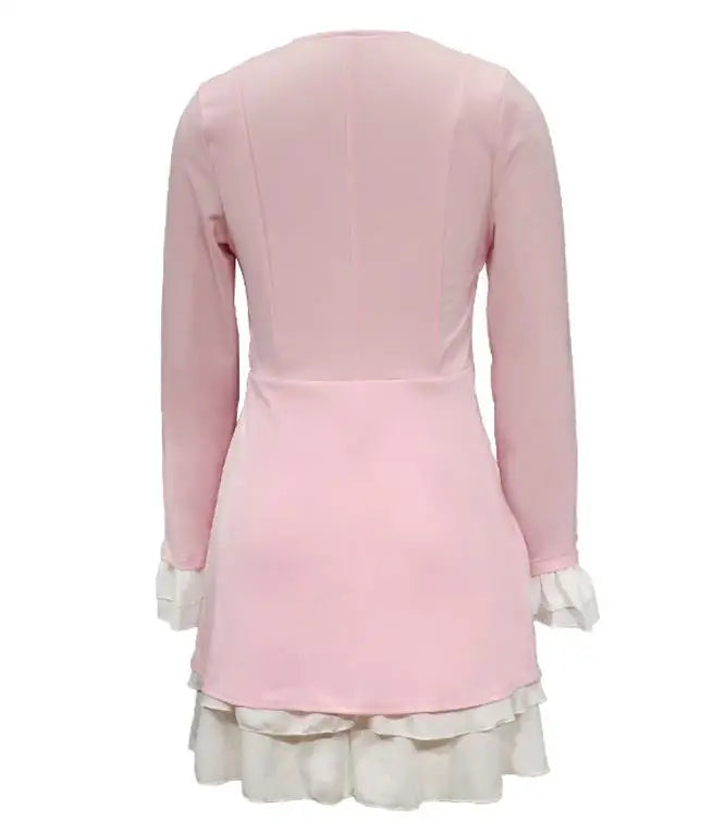 RUFFLE HEM LONG SLEVE BLAZER DRESS