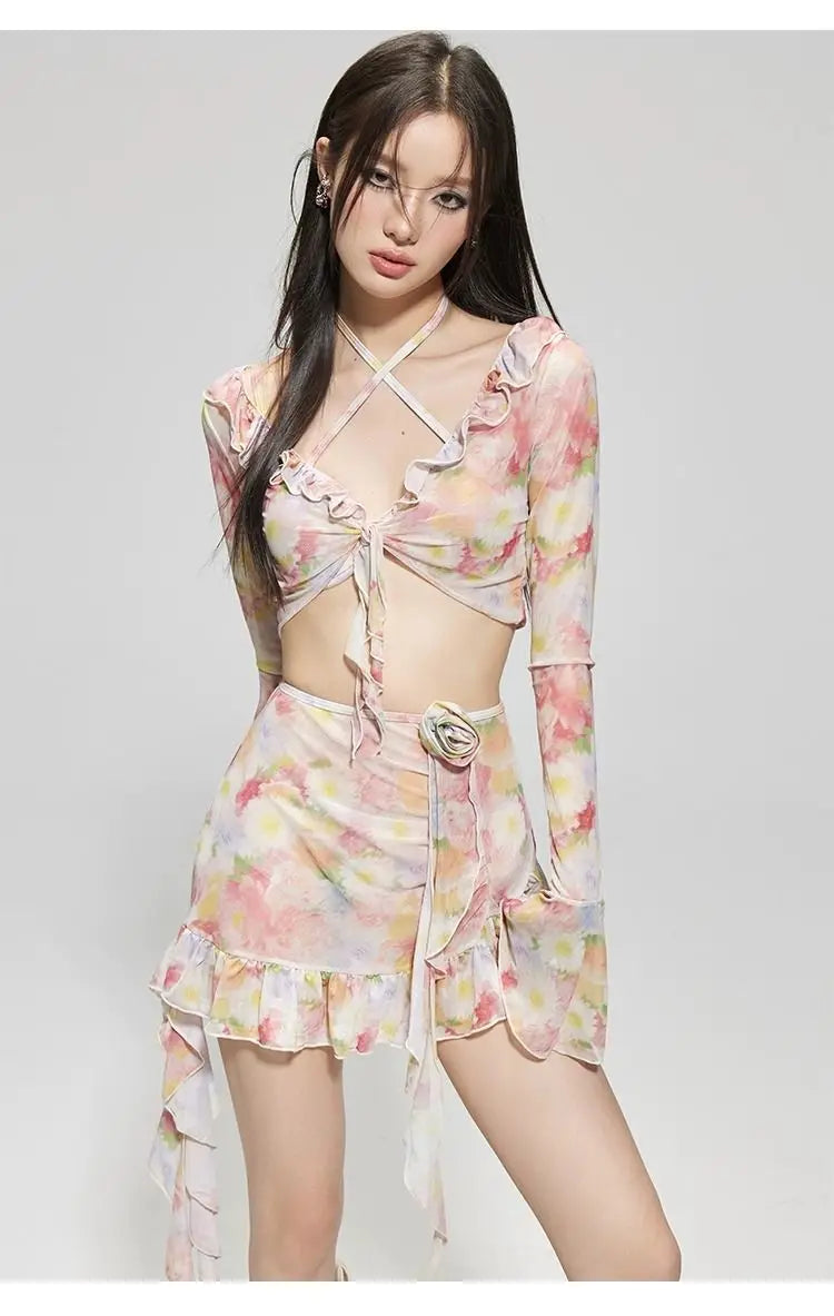 GIRLISH FLORAL SWEET PRINTED SWIMWEAR