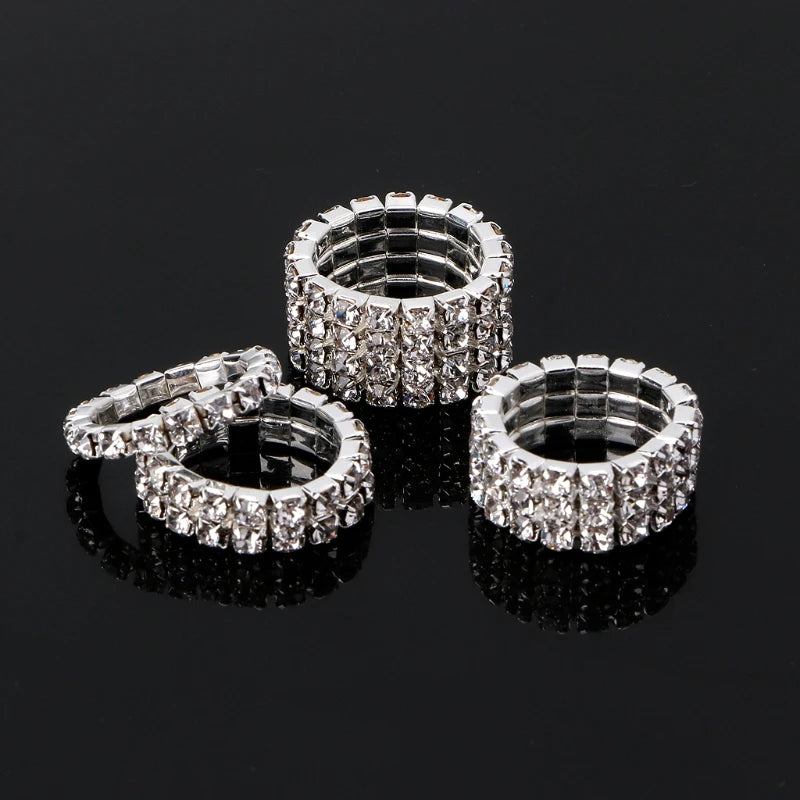 Elastic Ring Fashionable Stretch Crystal Inlaid Finger Rings Unique Engagement Wedding Promise Ring Jewelry Gift
