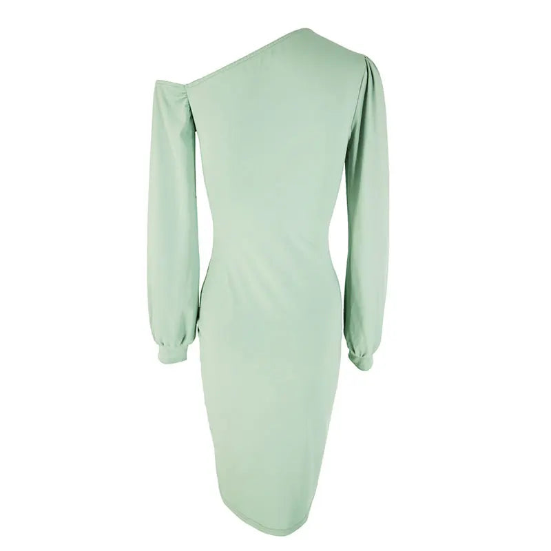 DAIGONAL COLLAR BODYCON DRESS