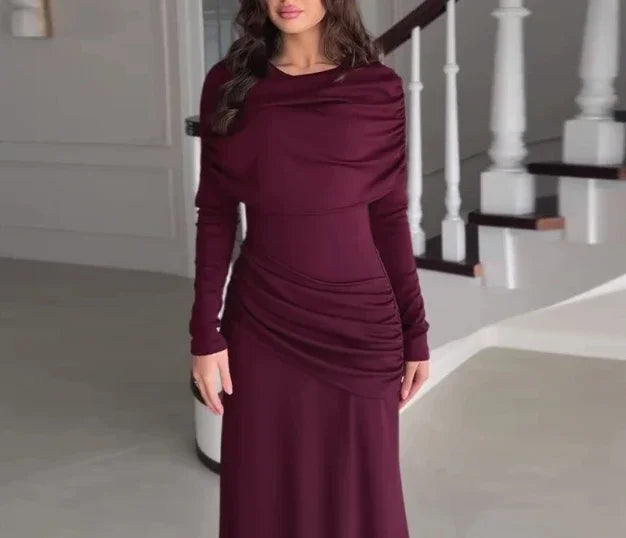 CINCHING ROUND LONG DRESS