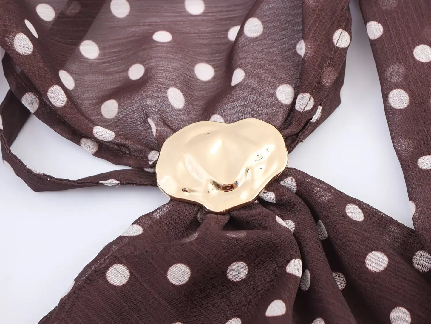 DOT PRINTED SCARF METAL BUCKLE BACKLESS BOTTOM