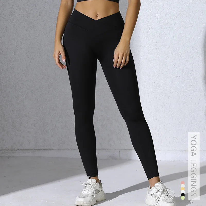 CROSSED HIGH WAIST LEGGINGS GYM WEARS
