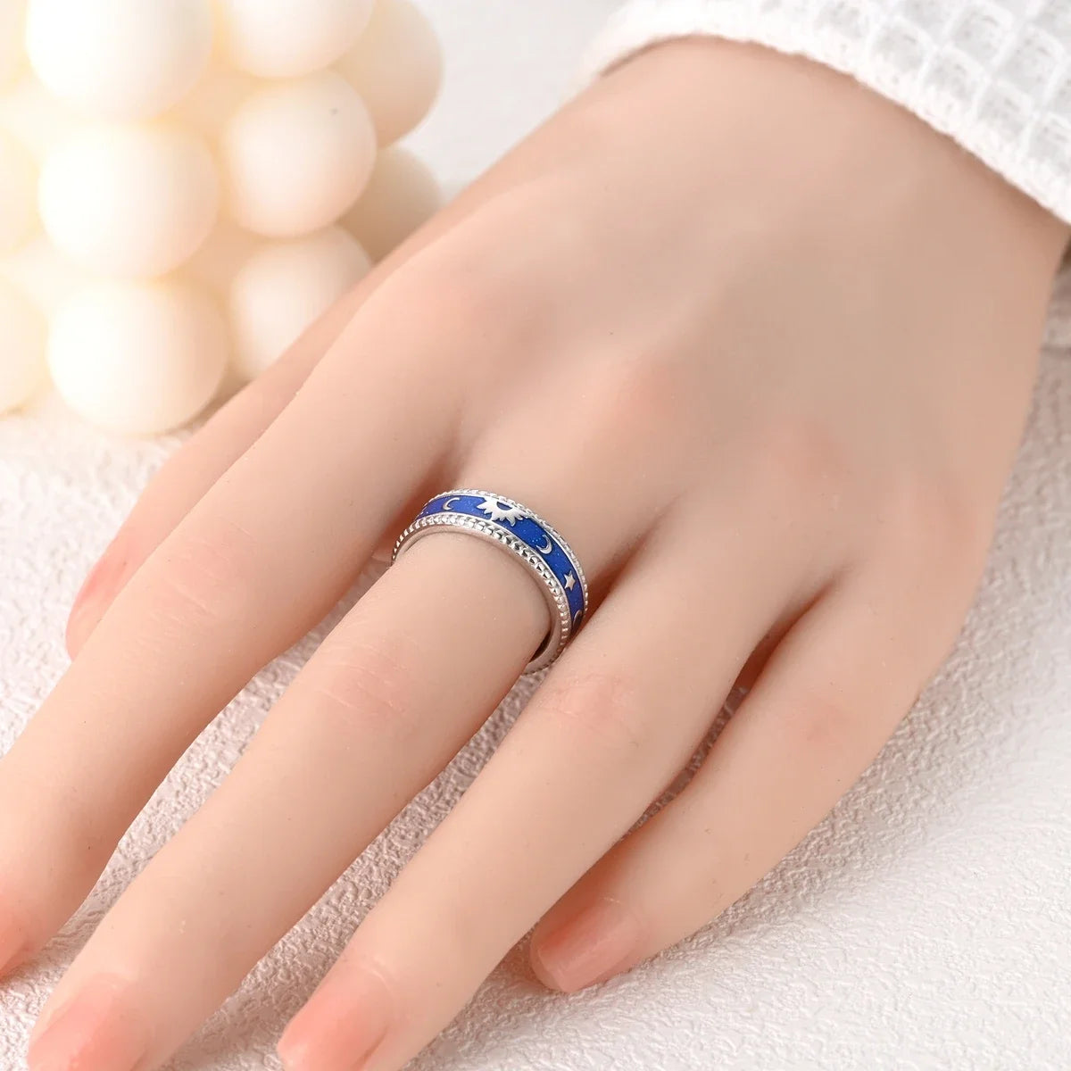 Sterling Silver 925 Star Moon Sun Liquid Galaxy Heart Ring Geometric Lines Ring for Women's High-end Fine Jewelry Wedding Gift