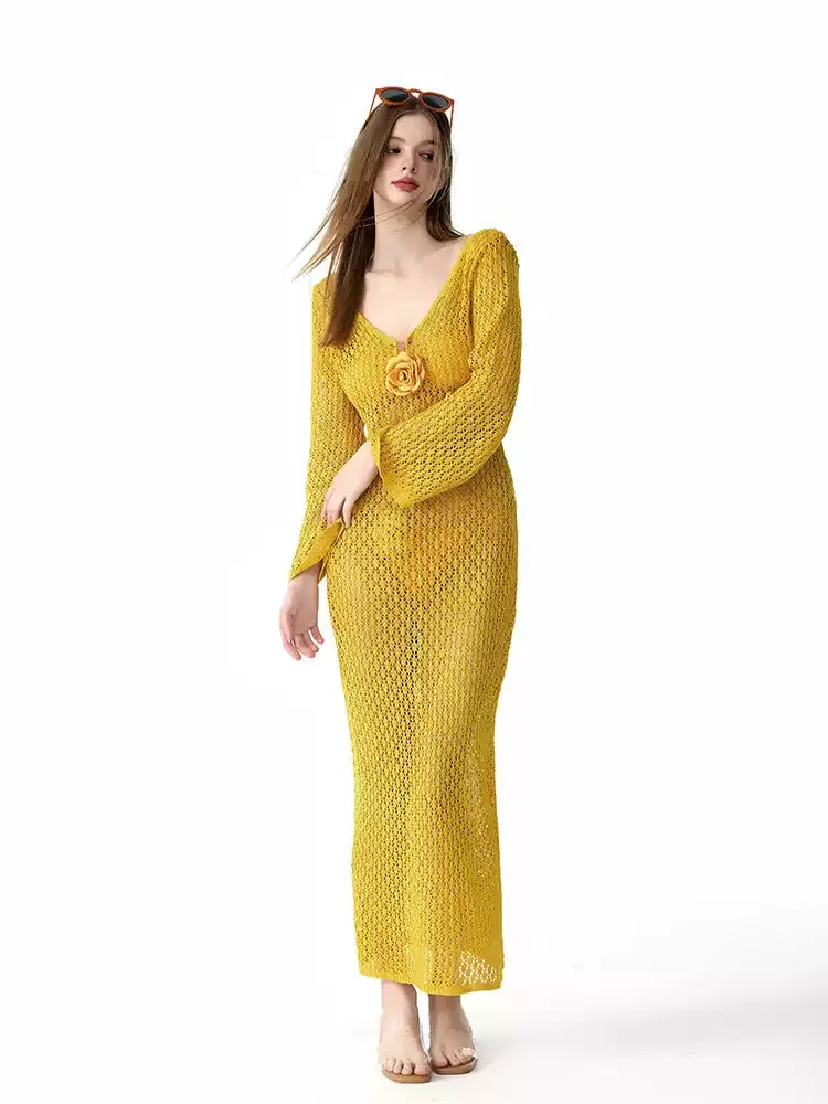 LONG SKIRT TWO-PIECE YELLOW BEACH PARTY BIKINI